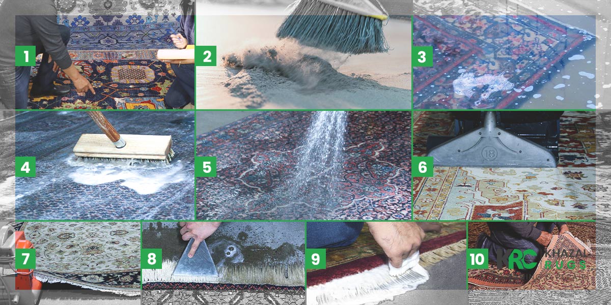 Our 10-step process for oriental rug cleaning